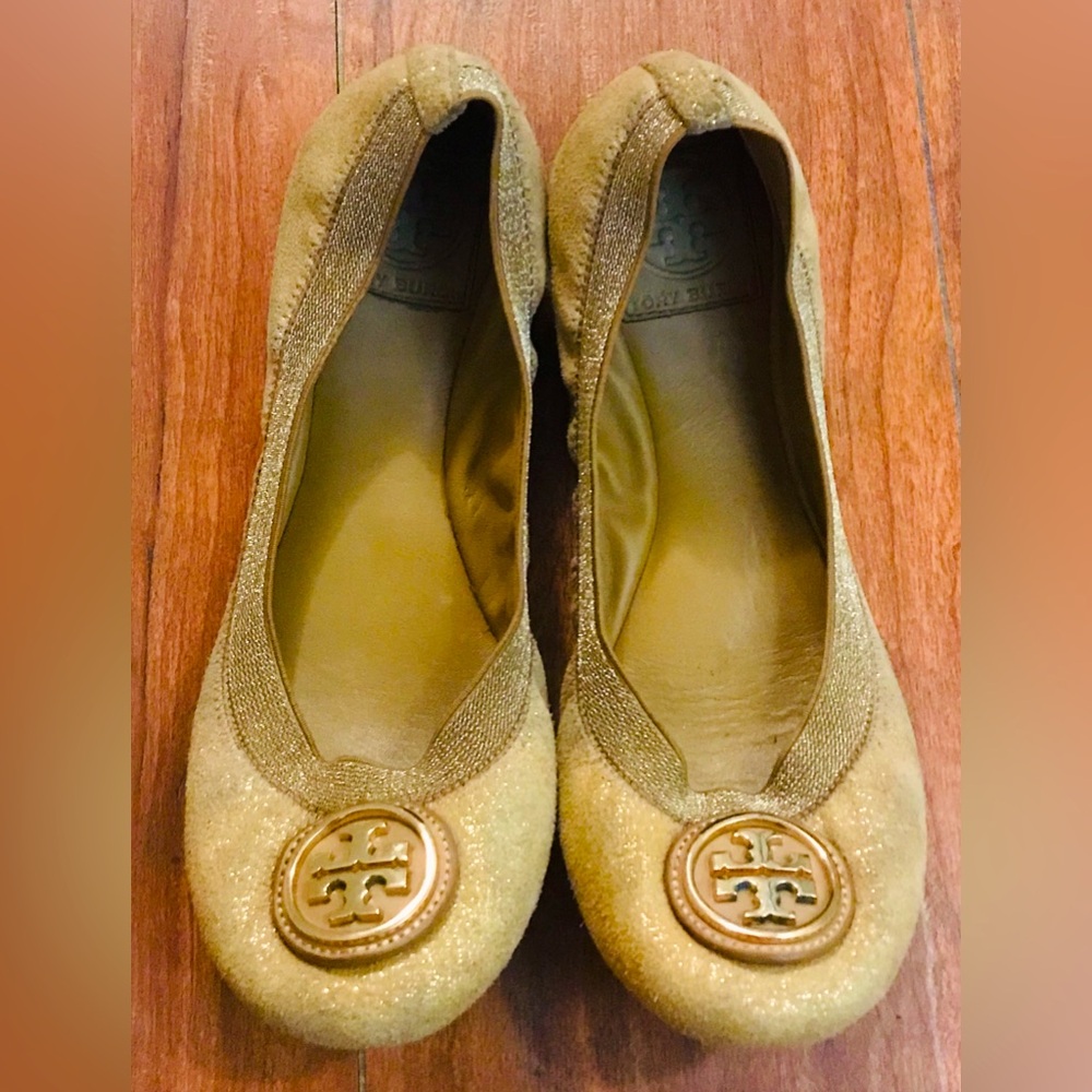 Tory Burch Gold Sparkle Ballet Flats